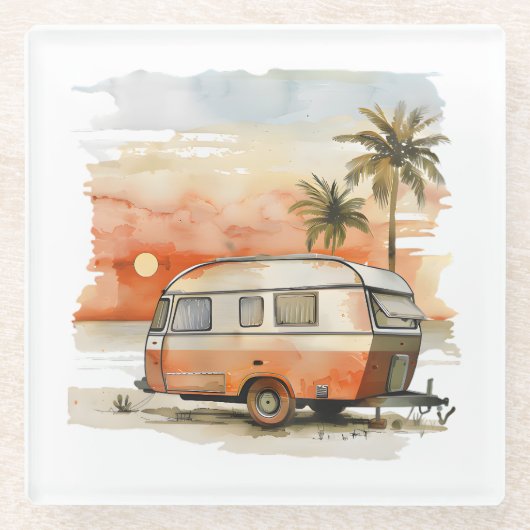 Caravan Glazen Onderzetter (Voorkant)
