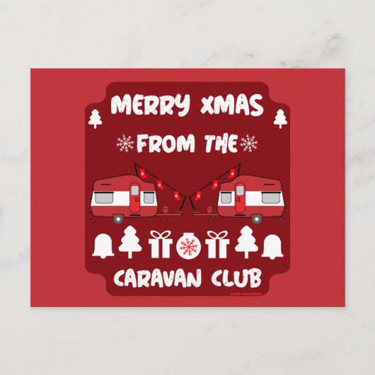 Caravan Happy Kerstmis Camping Briefkaart (Voorkant)