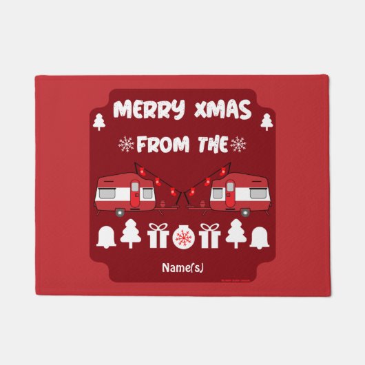 Caravan Happy Kerstmis Camping Deurmat (Voorkant)