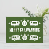 Caravan Happy Kerstmis Camping Feestdagenkaart (Staand voorkant)
