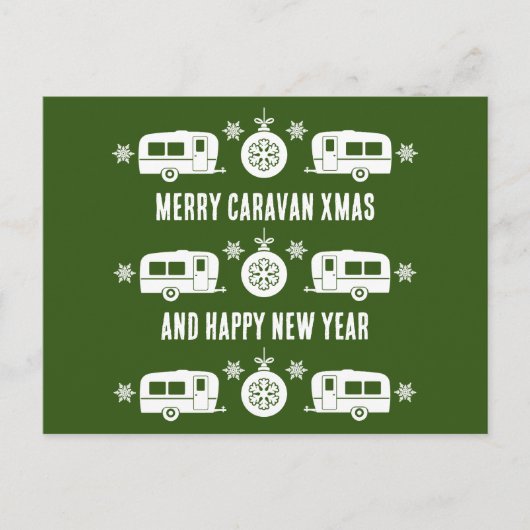 Caravan Happy Kerstmis Camping Feestdagenkaart (Voorkant)
