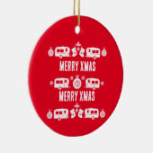 Caravan Happy Kerstmis Camping Keramisch Ornament (Rechts)