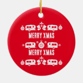 Caravan Happy Kerstmis Camping Keramisch Ornament (Achterkant)