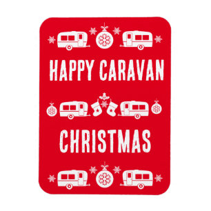 Caravan Happy Kerstmis Camping Magneet