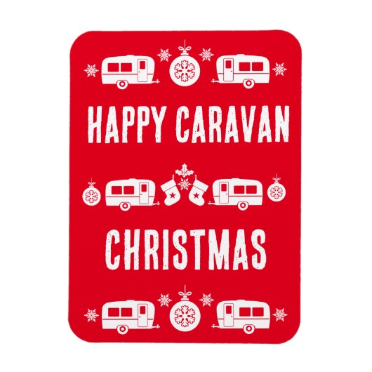 Caravan Happy Kerstmis Camping Magneet (Verticaal)