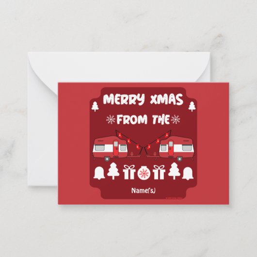 Caravan Happy Kerstmis Camping Notitiekaartje (Voorkant)
