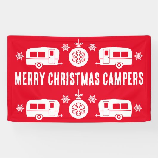 Caravan Happy Kerstmis Camping Spandoek (Horizontaal)