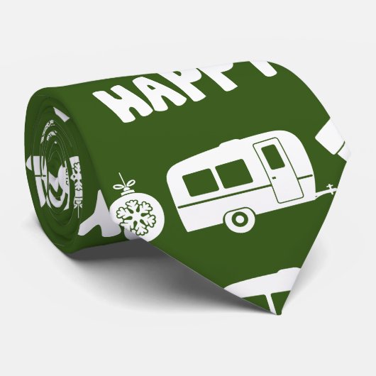 Caravan Happy Kerstmis Camping Stropdas (Opgerold)