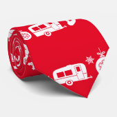 Caravan Happy Kerstmis Camping Stropdas (Opgerold)