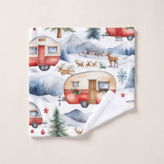 Caravan Kerstmis Bad Handdoek (Wasdoekje)