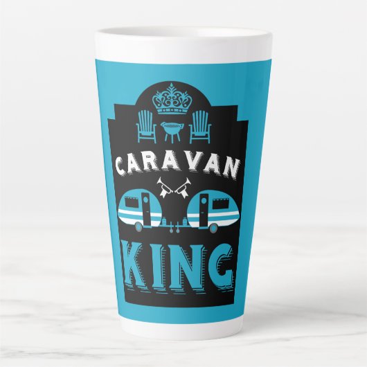 Caravan King geschenken voor kampeerders Latte Mok (Voorkant)