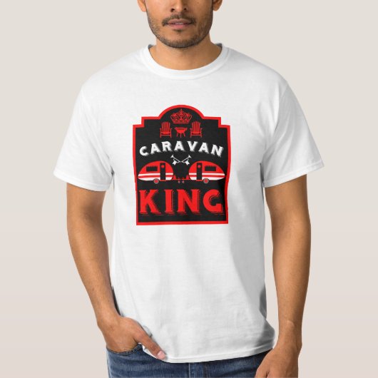 Caravan King geschenken voor kampeerders T-shirt (Voorkant)