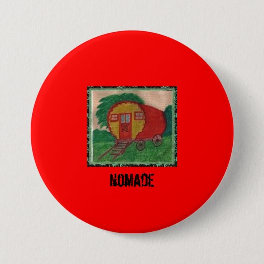 CARAVAN NOMAD PIN in RED Ronde Button 7,6 Cm (Voorkant)