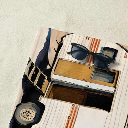 Caravan op het strand strandlaken (In situ)