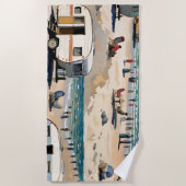 Caravan op het strand strandlaken (Voorkant)