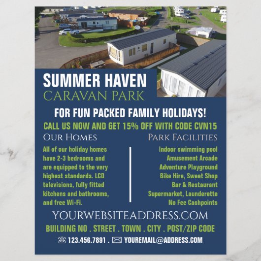 Caravan Park, Holiday Park Adverteren Flyer (Voorkant)