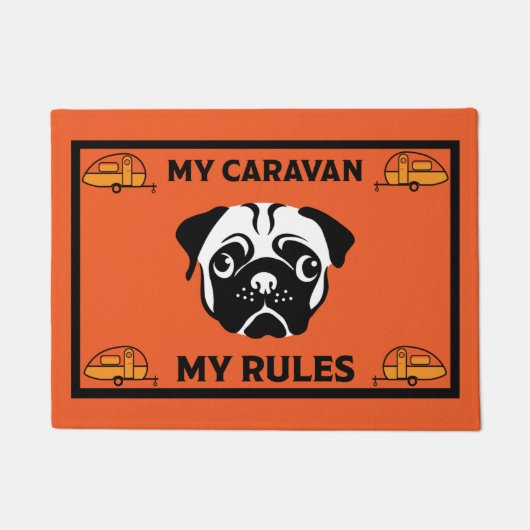 Caravan Pug Dog-deurmat Deurmat (Voorkant)