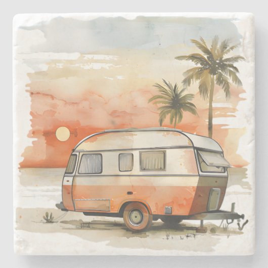Caravan Stenen Onderzetter (Voorkant)