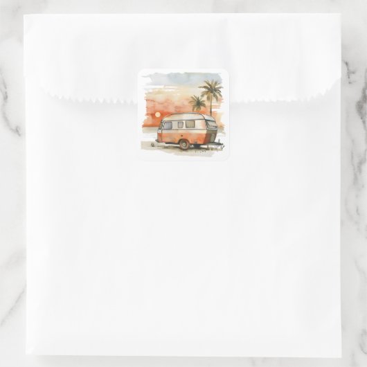 Caravan Vierkante Sticker (Tas)