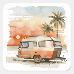 Caravan Vierkante Sticker