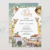 Caravan Wild Safari Animals Baby shower Kaart (Voorkant / Achterkant)