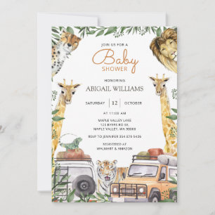 Caravan Wild Safari Animals Baby shower Kaart