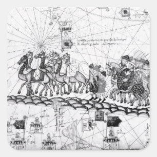 Caravans die de Uralen oversteken op weg naar Vierkante Sticker