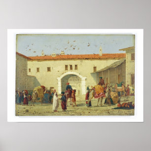 Caravansary at Mylasa, Turkije, 1845 (olie op het Poster