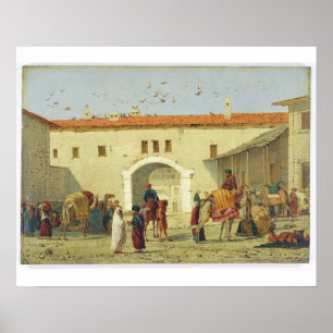 Caravansary at Mylasa, Turkije, 1845 (olie op het Poster