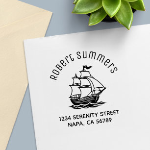 Caravel Houten Zeilschip Arch Adres Zelfinktende Stempel