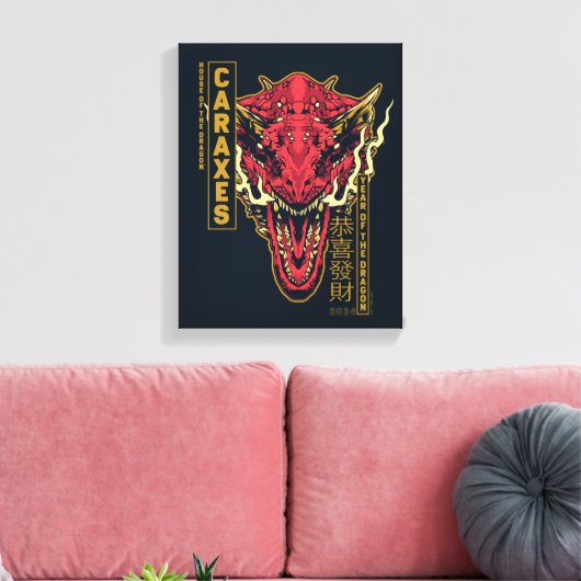 Caraxes Hoofd Jaar van de Draak | 恭喜發財 Canvas Afdruk (Insitu (Woonkamer))