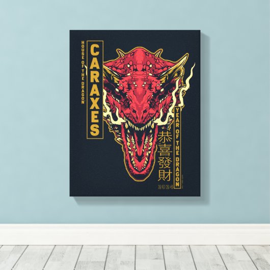 Caraxes Hoofd Jaar van de Draak | 恭喜發財 Canvas Afdruk (Insitu (Houten vloer))