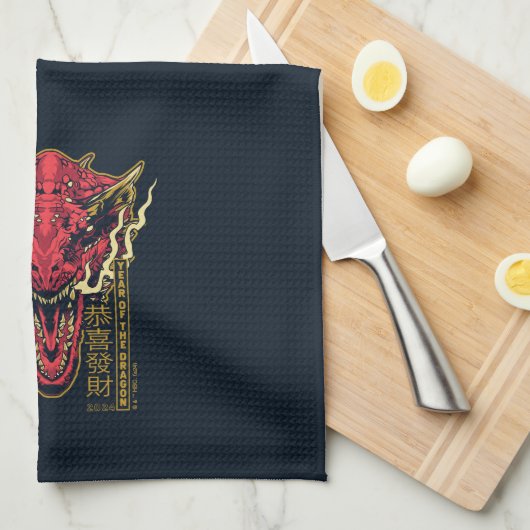 Caraxes Hoofd Jaar van de Draak | 恭喜發財 Theedoek (Quarter Fold)