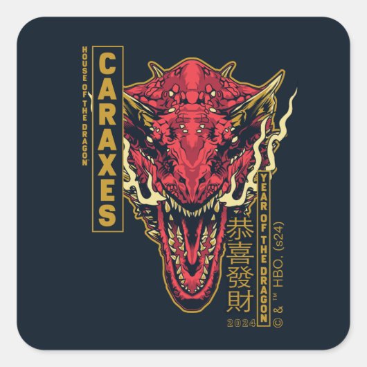Caraxes Hoofd Jaar van de Draak | 恭喜發財 Vierkante Sticker (Voorkant)