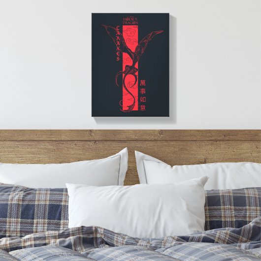 Caraxes in Flight Banner Chinees Nieuwjaar | 萬事如意 Canvas Afdruk (Insitu (Slaapkamer))