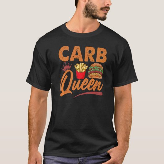Carb Queen Burger en Fries Fast Food T-shirt (Voorkant)