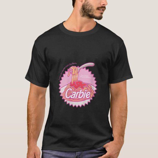 Carbie I Love Carbs Brood Pasta Pizza Retro Roze S T-shirt (Voorkant)