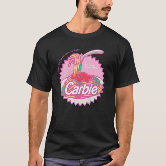 Carbie I Love Carbs Brood Pasta Pizza Retro Roze S T-shirt (Voorkant)