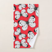 Carbisch vlinderpatroon op rood bad handdoek (Handdoek)