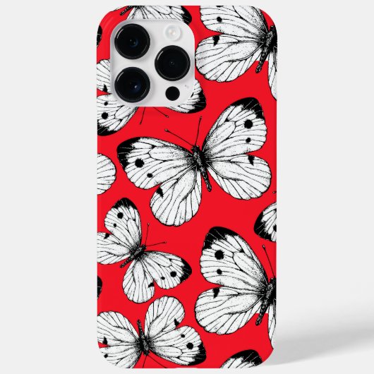 Carbisch vlinderpatroon op rood Case-Mate iPhone case (Achterkant)