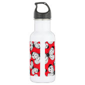 Carbisch vlinderpatroon op rood waterfles  (Achterkant)