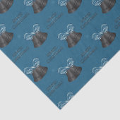 Carbon Bells & Blue Bow Vrolijk Kerstfeest Tissuepapier (Detail)