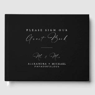 Carbon Black Elegant Minimal Wedding Guestbook Gastenboek