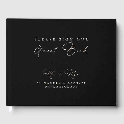 Carbon Black Elegant Minimal Wedding Guestbook Gastenboek (Voorkant)