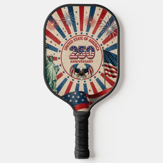 Carbon Fiber 250 USA Verjaardag Pickleball Paddle (Voorkant)