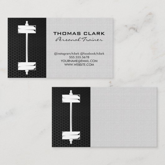 Carbon Fiber Barbell Gewicht Visitekaartje (Voorkant / Achterkant)