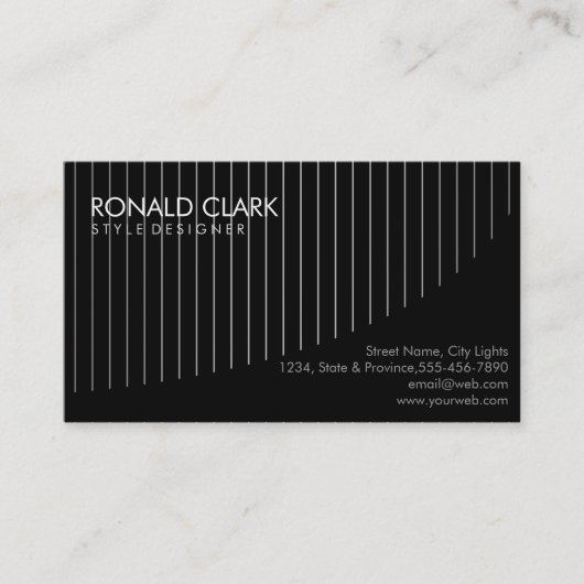 Carbon Fiber Metal Professional Black Striped Visitekaartje (Voorkant)