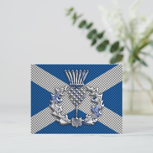 Carbon Fiber Print Schotse vlag Briefkaart (Staand voorkant)