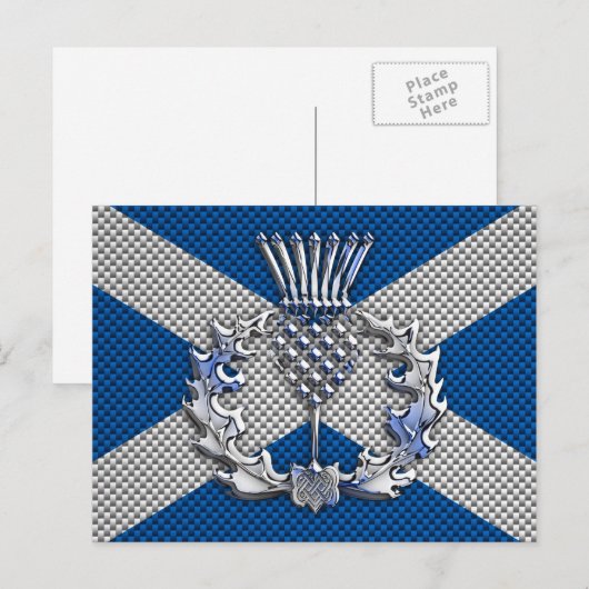 Carbon Fiber Print Schotse vlag Briefkaart (Voorkant / Achterkant)