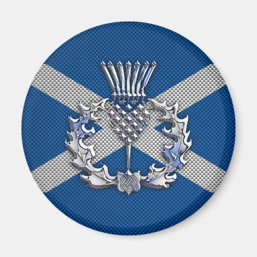 Carbon Fiber Print Schotse vlag Magneet (Voorkant)